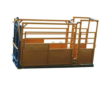 Heavy Duty Working and AI Chute with Palpation Cage — removable wheels and tongue, all welded